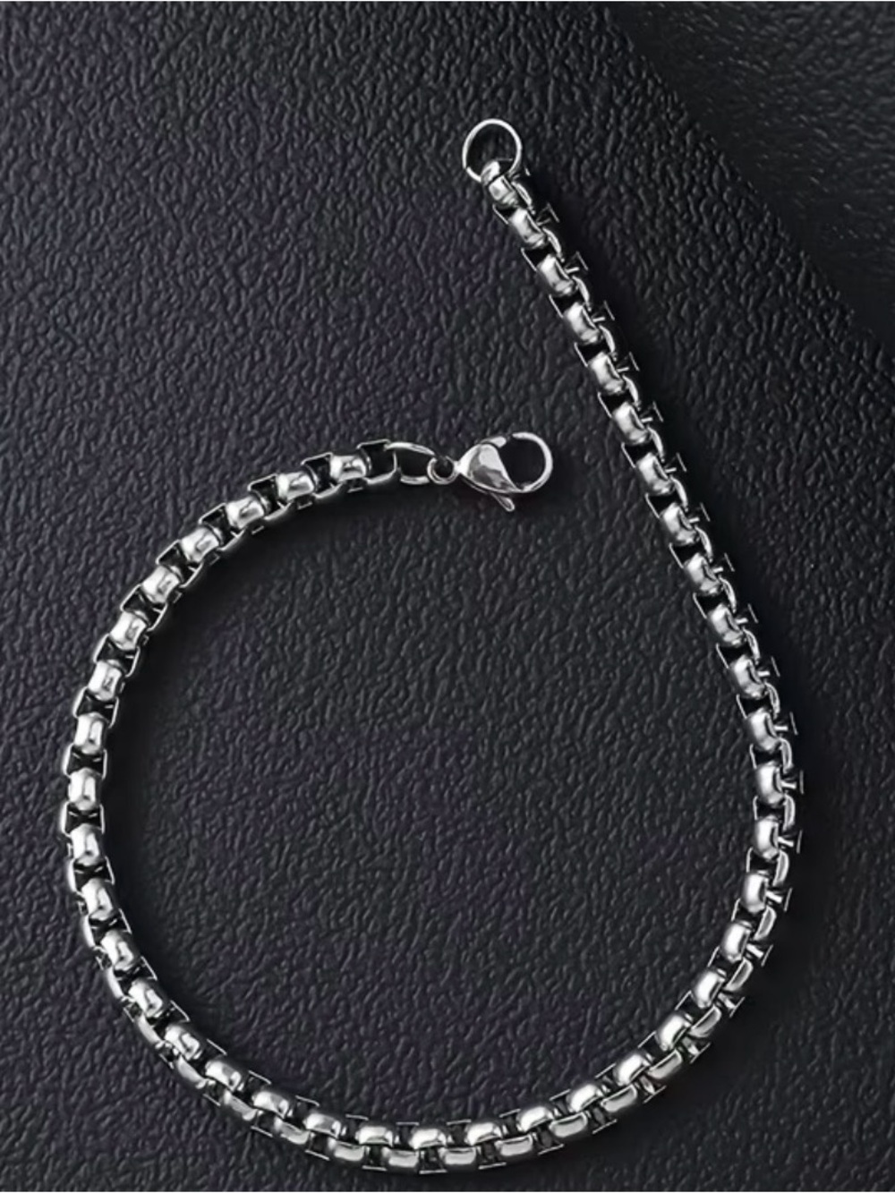 Men's Stainless Steel Box Chain Bracelet - Silver